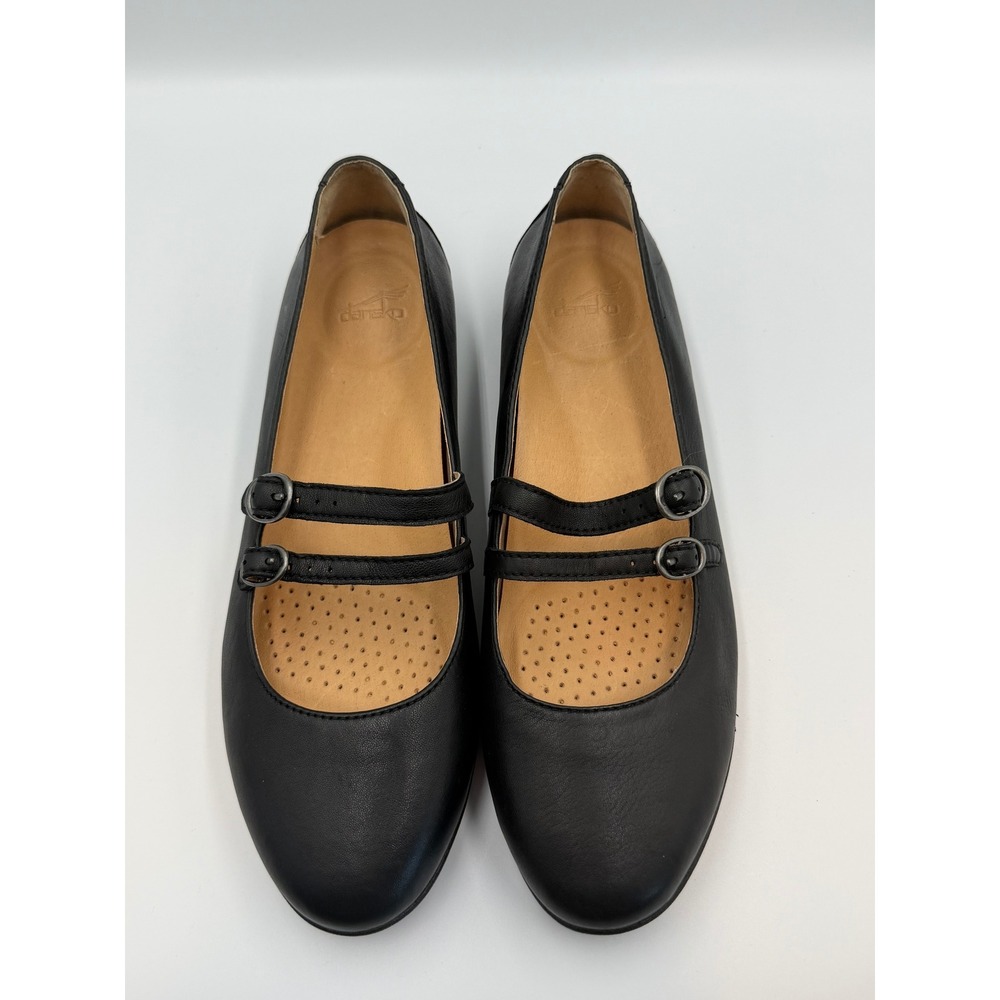 Dansko Leeza Black Leather Double Strap Mary Jane Flats Women EU 41 US 10.5-11 - Picture 2 of 9